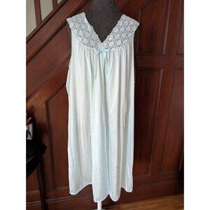 Vintage Vanity Fair XL Lace Trim Nightgown Light Blue Made In USA Sleepwear NWT